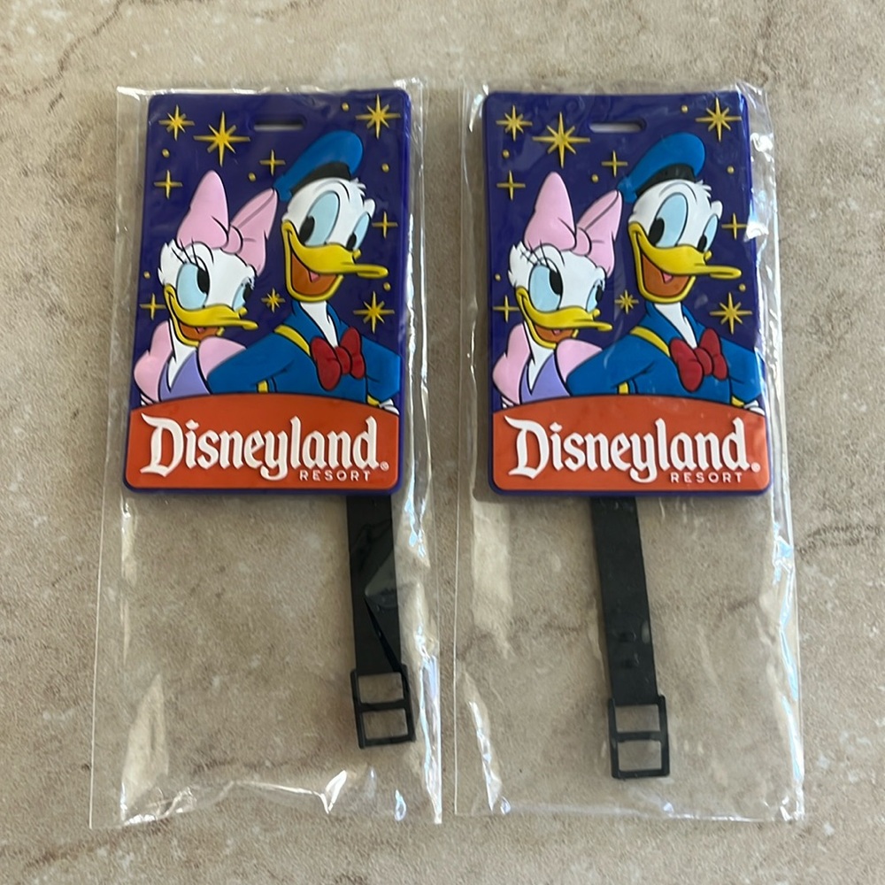 New - Disneyland Donald and Daisy Duck Cosco Travel Luggage Tags ~ Set of 2
